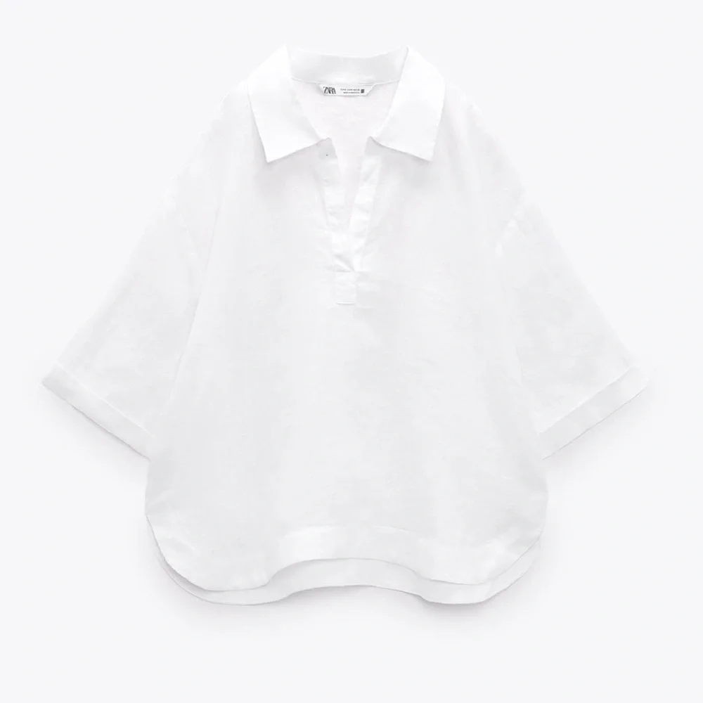Zara White Lightweight Linen-Blend Button Shirt - Picture 4 of 9